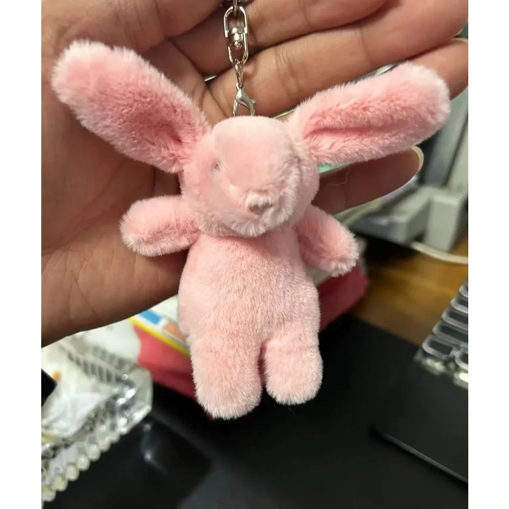 Cute Rabbit Keychain with Pompom - Stuffed Animal Pendant Trinket