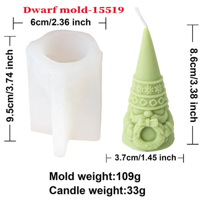3D Silicone Dwarf Candle Mold - Christmas Plaster Resin Crafting Tool