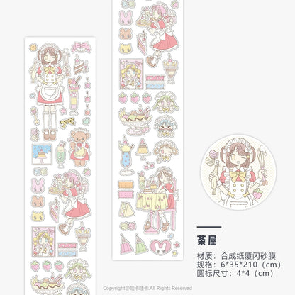 Kawaii Character Washi Tape Stickers - Decorative Craft Tape Roll