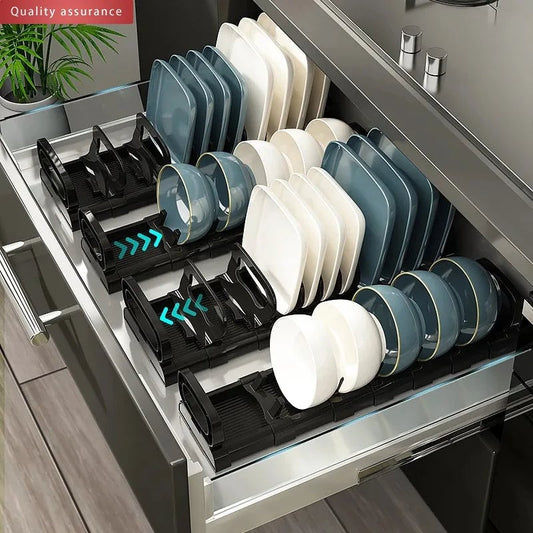 Built-in Kitchen Cabinet Dish Drain Rack Drawer Plate Organizer