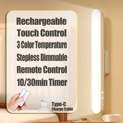 USB Rechargeable LED Desk Lamp Magnetic Dimmable 3 Color Reading Light