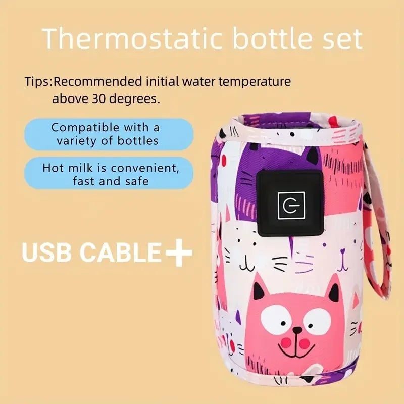 USB Portable Bottle Warmer - Travel Insulated Milk Water Heater