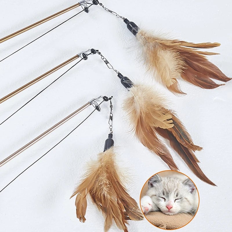 Retractable Cat Teaser Wand - Telescopic Interactive Feather Toy