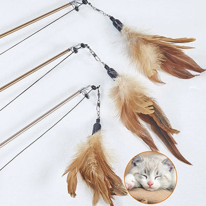 Retractable Cat Teaser Wand - Telescopic Interactive Feather Toy