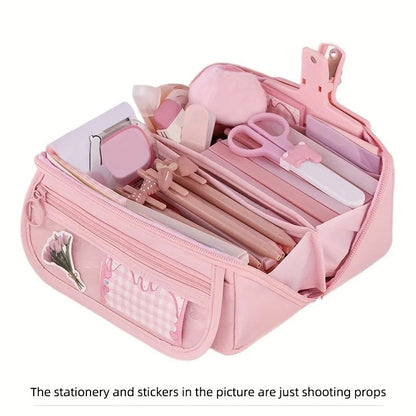 Large Multi-Compartment Pencil Case Organizer - Desktop Storage