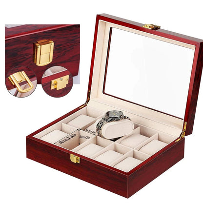 Luxury Wood Watch Storage Box 1-12 Grid Organizer Display Case