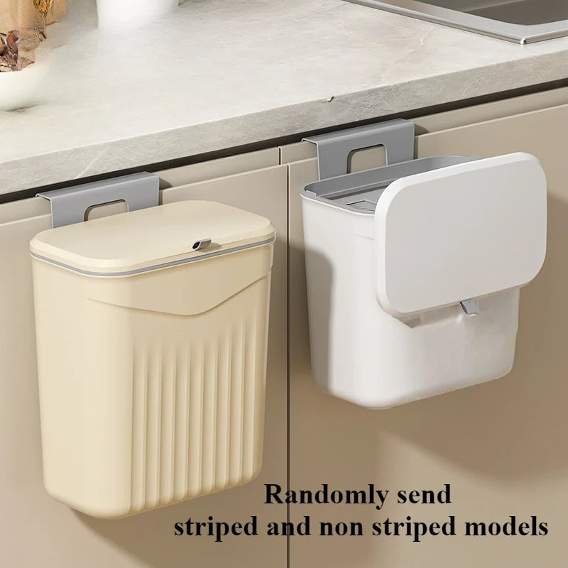 White Wall Mounted Kitchen Trash Bin - Plastic Garbage Storage
