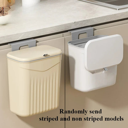 White Wall Mounted Kitchen Trash Bin - Plastic Garbage Storage