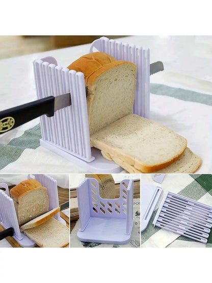 Adjustable Plastic Bread Slicer Guide - Foldable Kitchen Tool