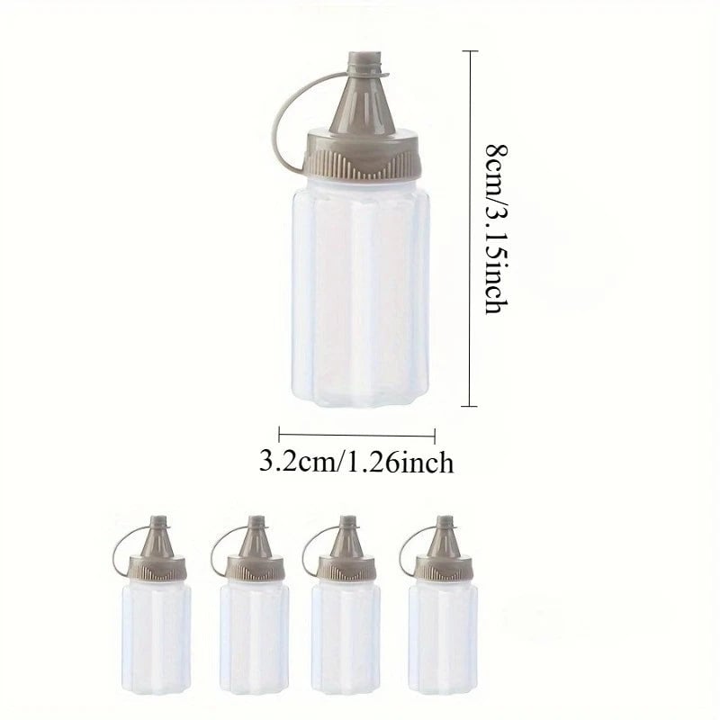 Mini Sauce Bottles Set - Portable Condiment Squeeze Bottles with Lids