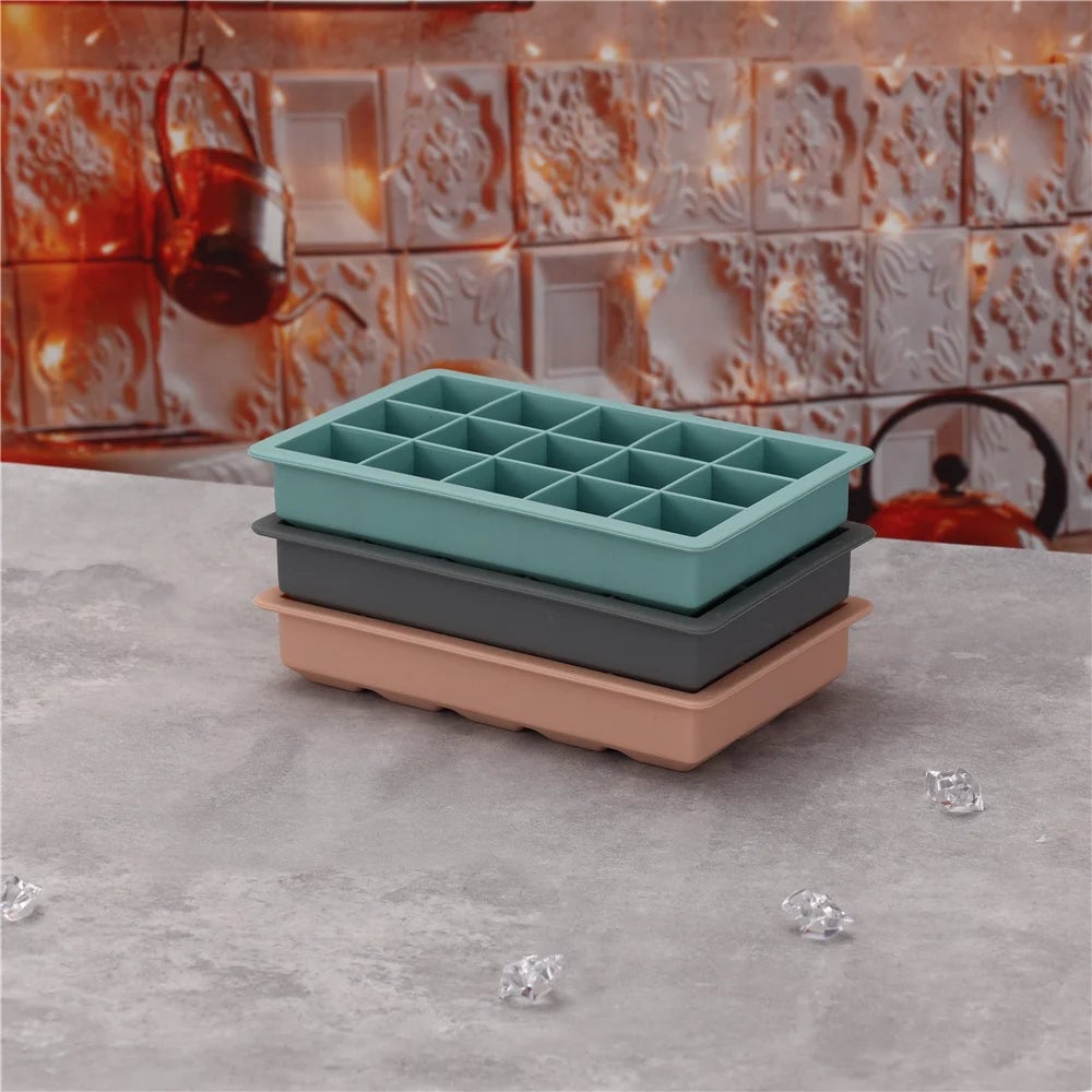 15 Grid Silicone Ice Cube Mold - Big Square Ice Cube Tray Maker