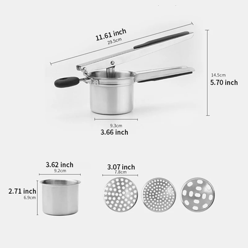 Stainless Steel Potato Ricer with Replaceable Silicone Handle