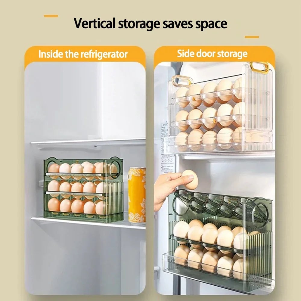 3-Tier Kitchen Egg Storage Container - Large Capacity Refrigerator