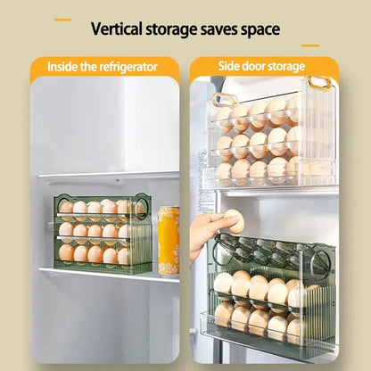 3-Tier Kitchen Egg Storage Container - Large Capacity Refrigerator