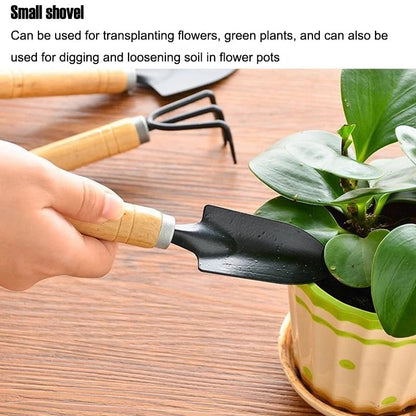 3-Piece Iron Gardening Tool Set - Shovel, Rake & Hand Tool Kit