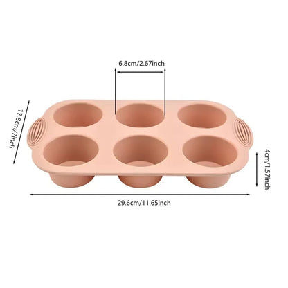 6 Cup Silicone Muffin Pan Non-Stick Baking Tray Cupcake Mold