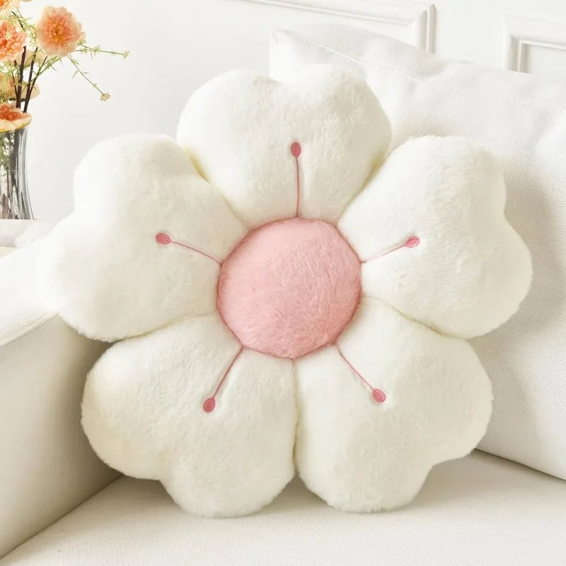 Flower-Shaped Plush Throw Pillow - Soft Cushion for Sofa & Floor