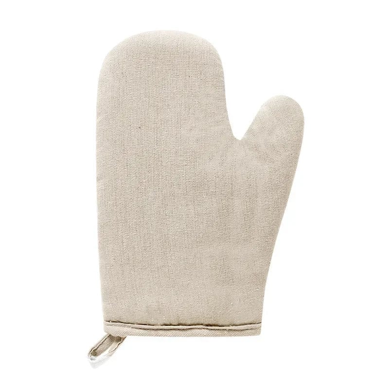 Heat-Resistant Linen Oven Mitts - High-Temperature Kitchen Gloves