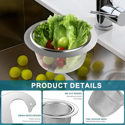Stainless Steel Swan Sink Strainer Basket Drain Colander