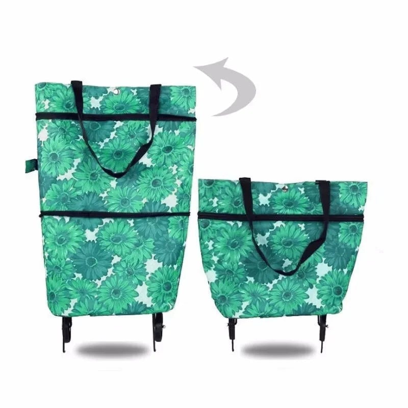 Foldable Shopping Cart with Wheels - Portable Grocery Trolley Backpack