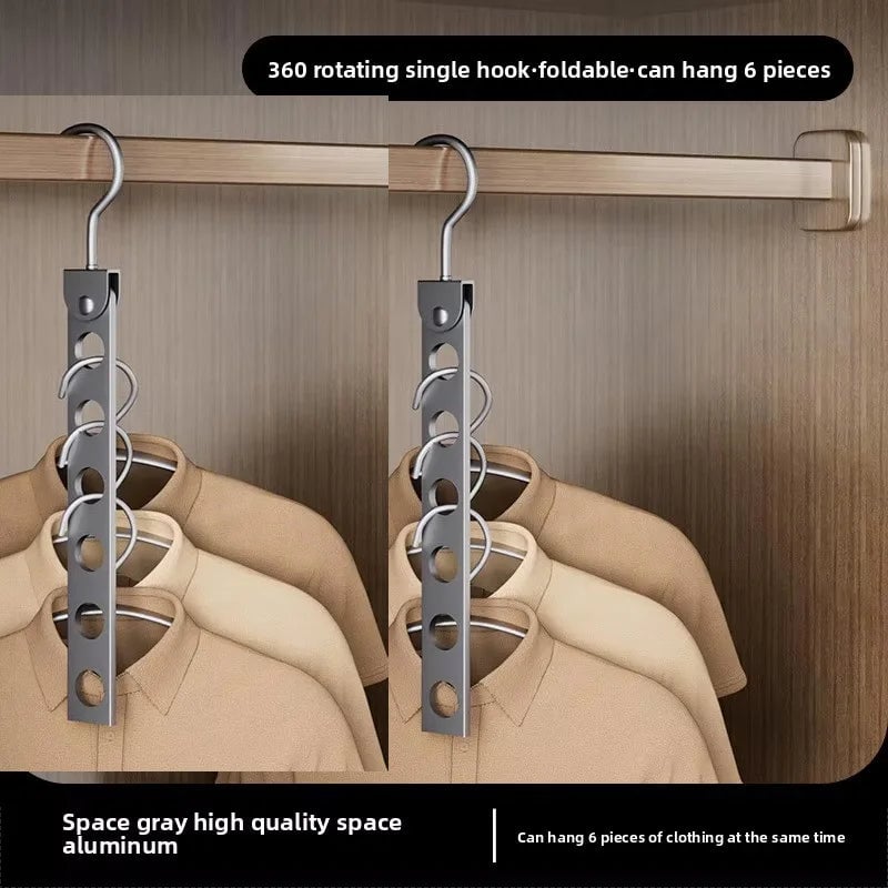Foldable Rotatable Metal Hanger Storage Rack 6/8 Holes Organizer