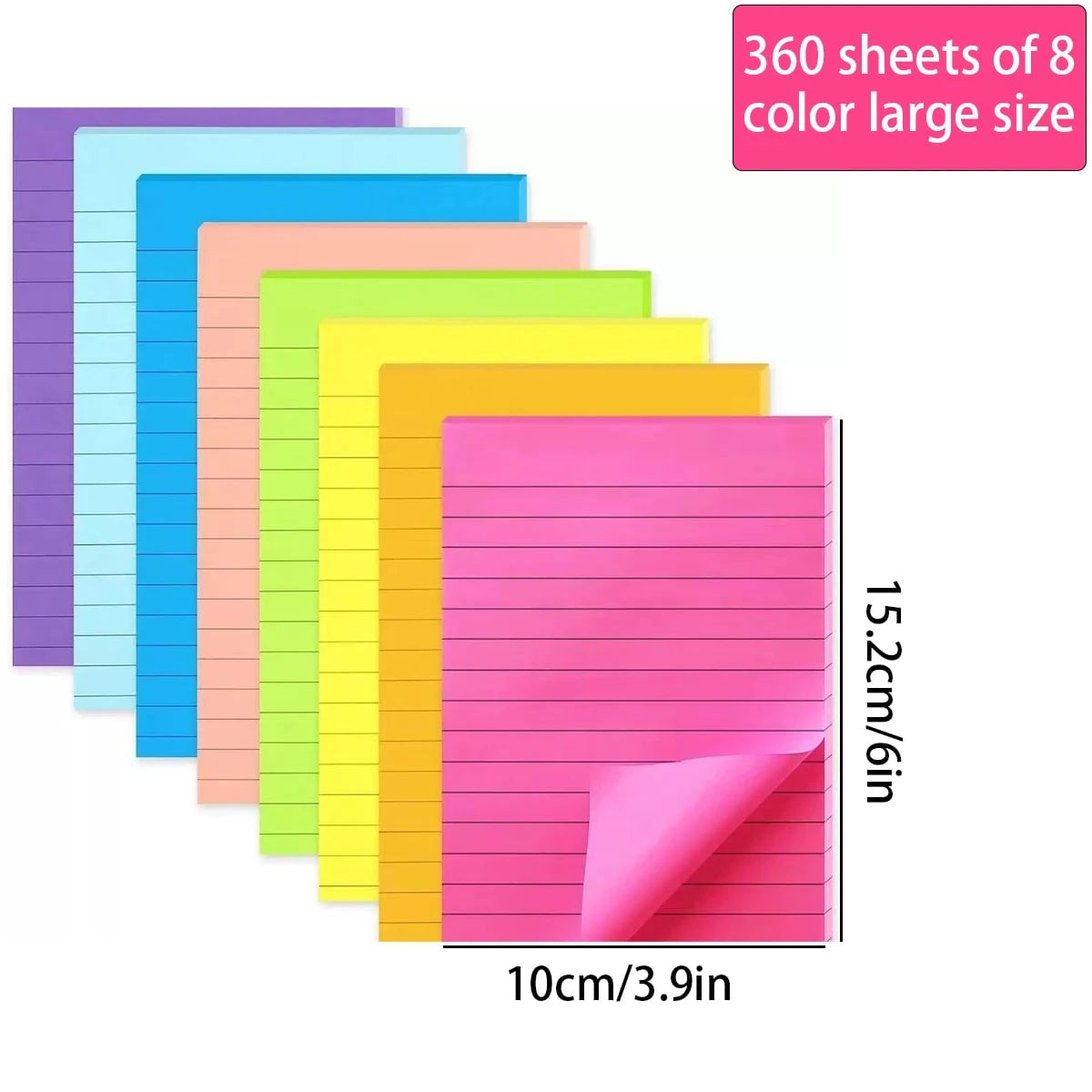 200 Sheet Lined Sticky Notes 4-Color Pack Self-Adhesive Markers