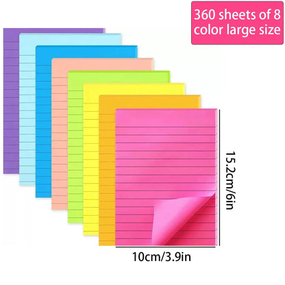 200 Sheet Lined Sticky Notes 4-Color Pack Self-Adhesive Markers