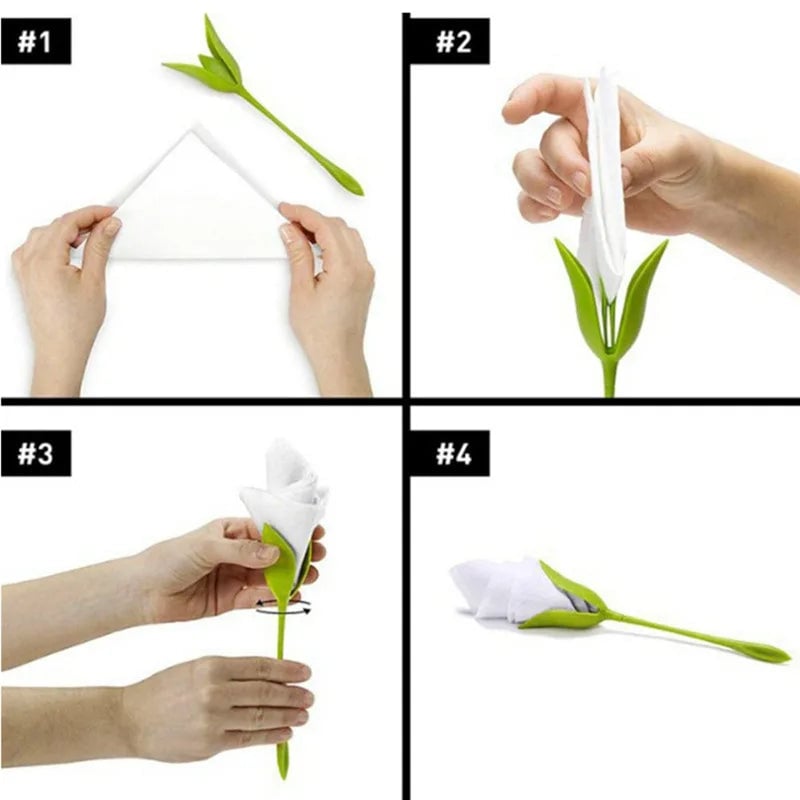 Floral Rose Napkin Folding Kit - DIY Table Setting Holders & Decor