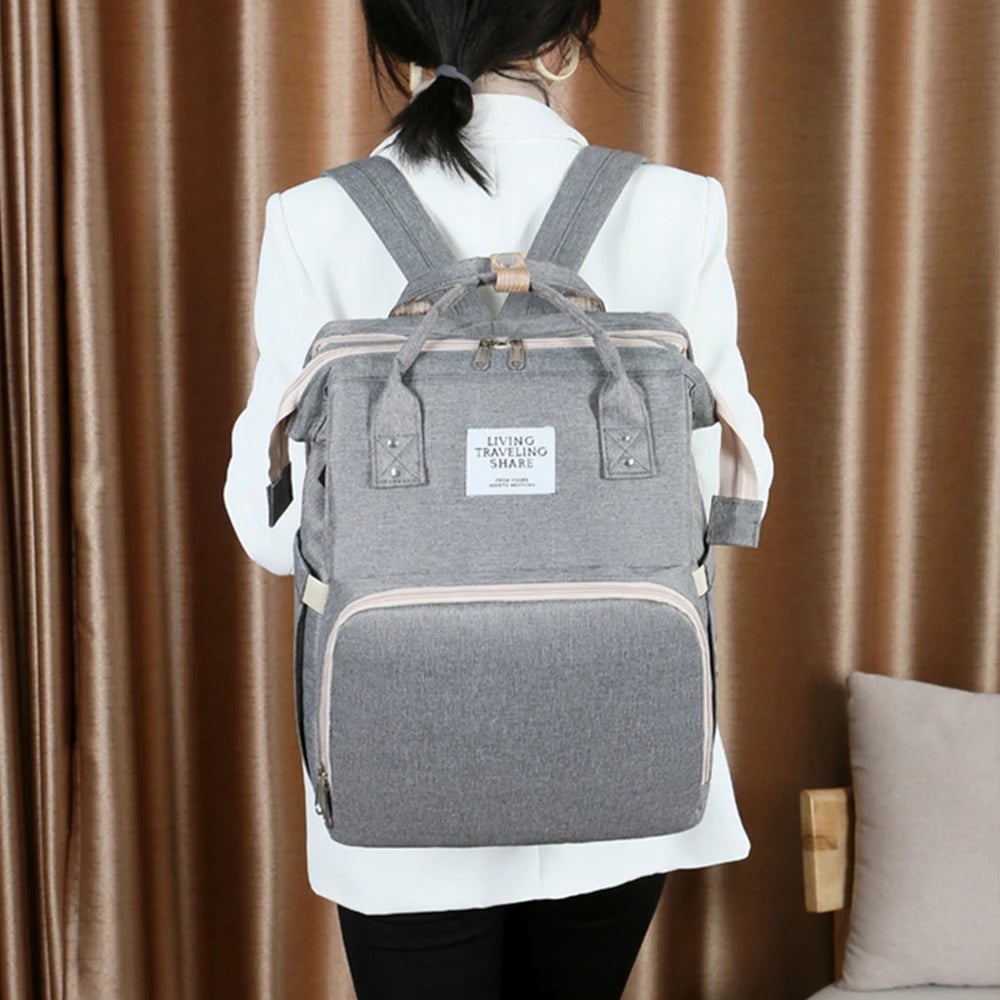 3-in-1 Folding Baby Crib Diaper Bag - Portable Travel Bassinet
