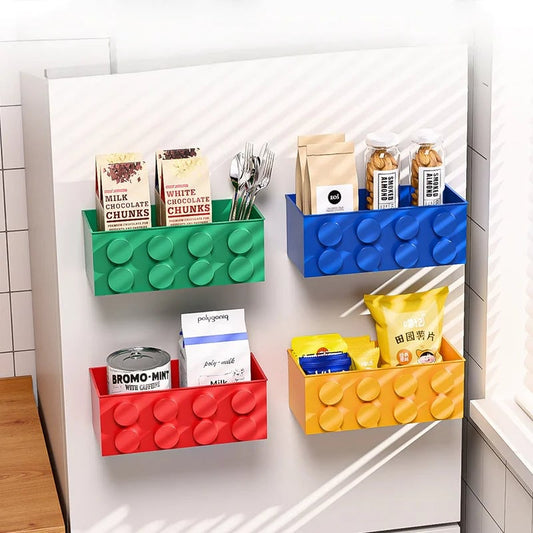 Magnetic Building Block Refrigerator Storage Rack Wall Mount
