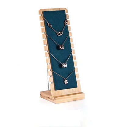 Solid Bamboo Wood Jewelry Display Stand for Necklaces & Pendants