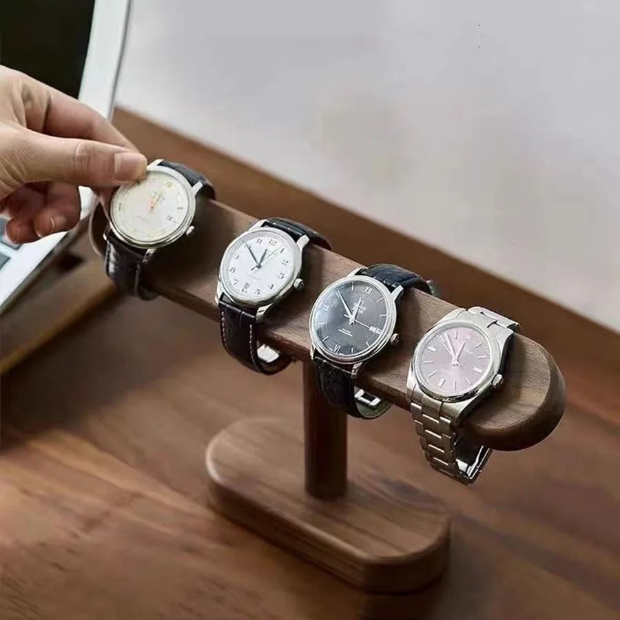 Walnut Wood Watch Display Stand - Jewelry Organizer Bracket Holder