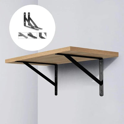2/6PCS Heavy Duty Black Steel Floating Shelf Tripod Brackets Wall Mount