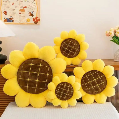 Sunflower Floor Pillow - Plush Flower Shaped Cushion Seating