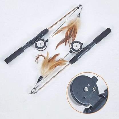 Retractable Cat Teaser Wand - Telescopic Interactive Feather Toy