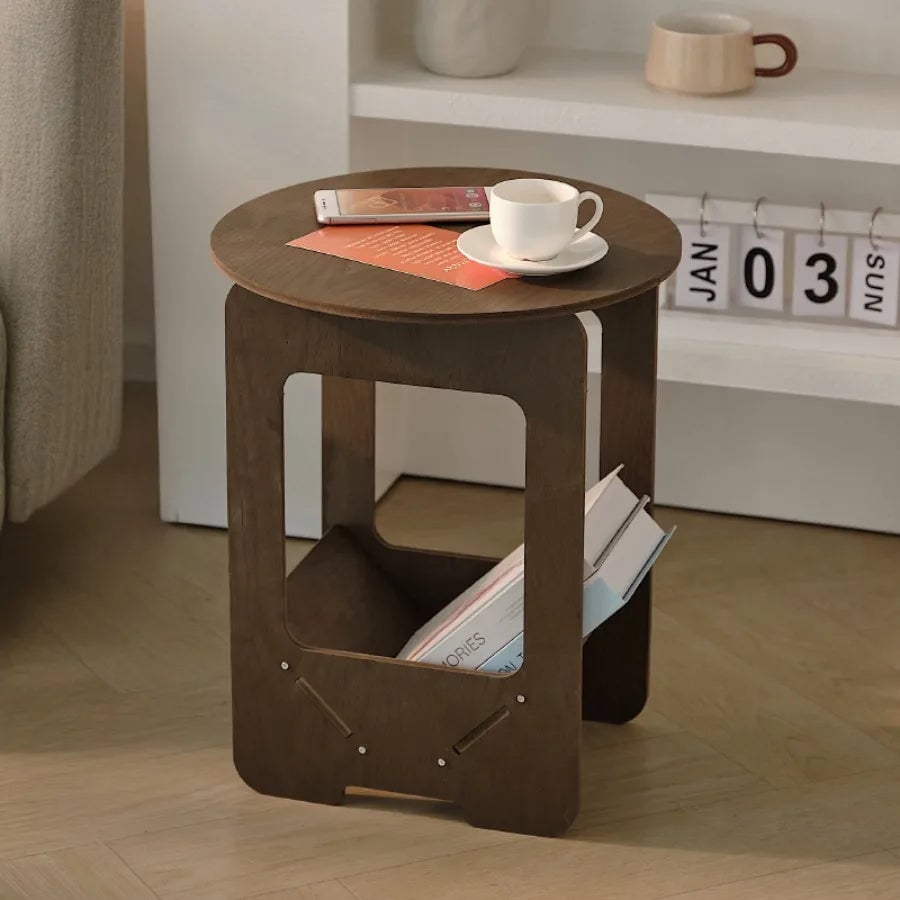Round Coffee Table - Compact Bedside & Sofa Side Table 14 Inch