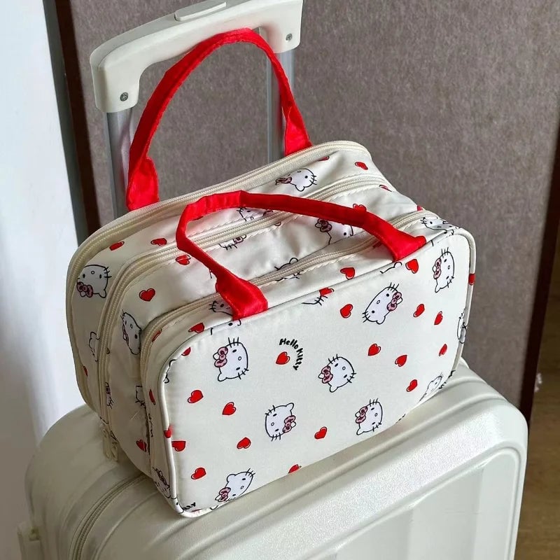 Hello Kitty 3-Layer Travel Makeup Organizer Cosmetic Storage Bag