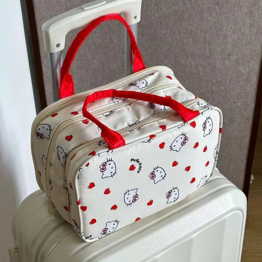 Hello Kitty 3-Layer Travel Makeup Organizer Cosmetic Storage Bag