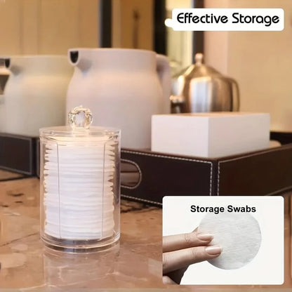 Clear Acrylic Round Makeup Organizer Cotton Pad Swab Holder 1-2Pcs