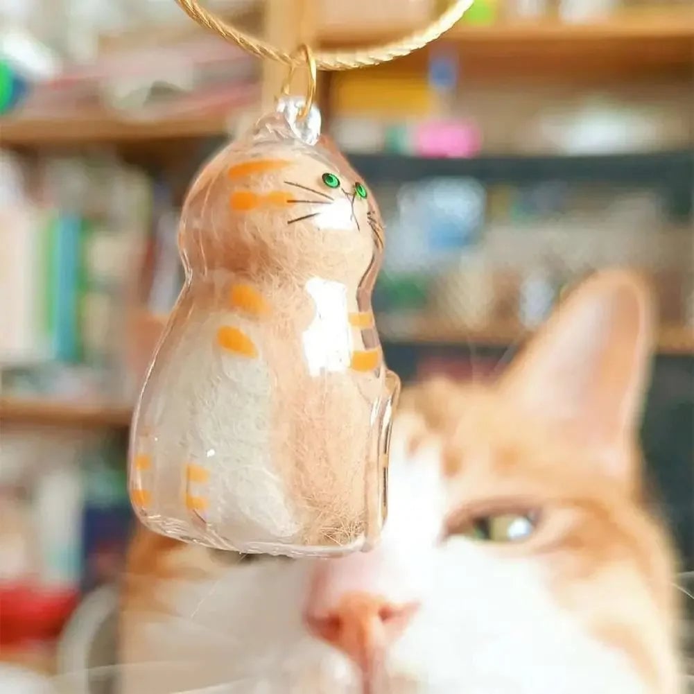 Cat Fur Memorial Resin Keepsake Capsule Keychain Pet Hair Pendant