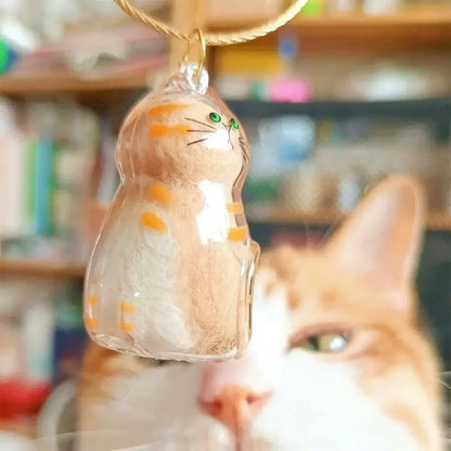 Cat Fur Memorial Resin Keepsake Capsule Keychain Pet Hair Pendant