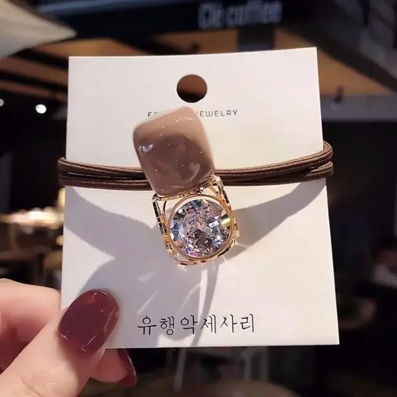 Crystal Rhinestone Hair Scrunchies Elastic Ponytail Holders Women