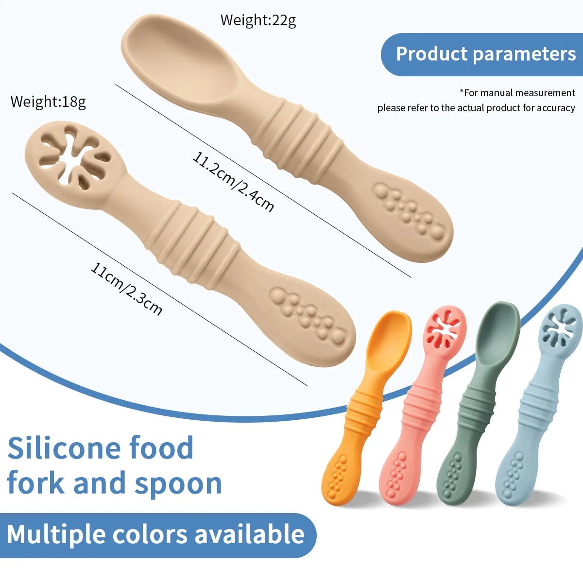 Silicone Baby Spoons 2Pc Set First Stage Self Feeding Training