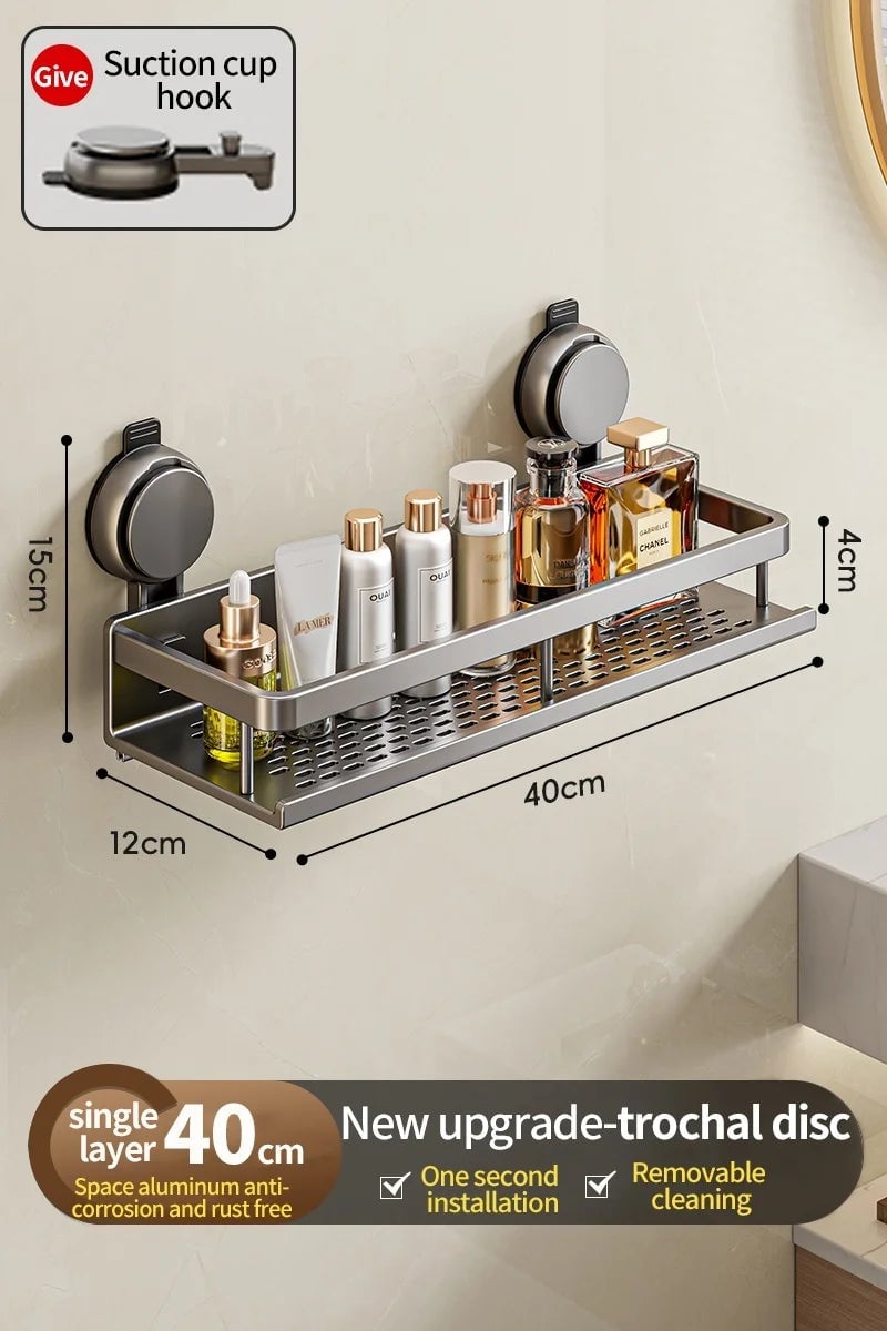 Wall Mounted Non-Perforated Towel Rack Multi-Room Storage Organizer