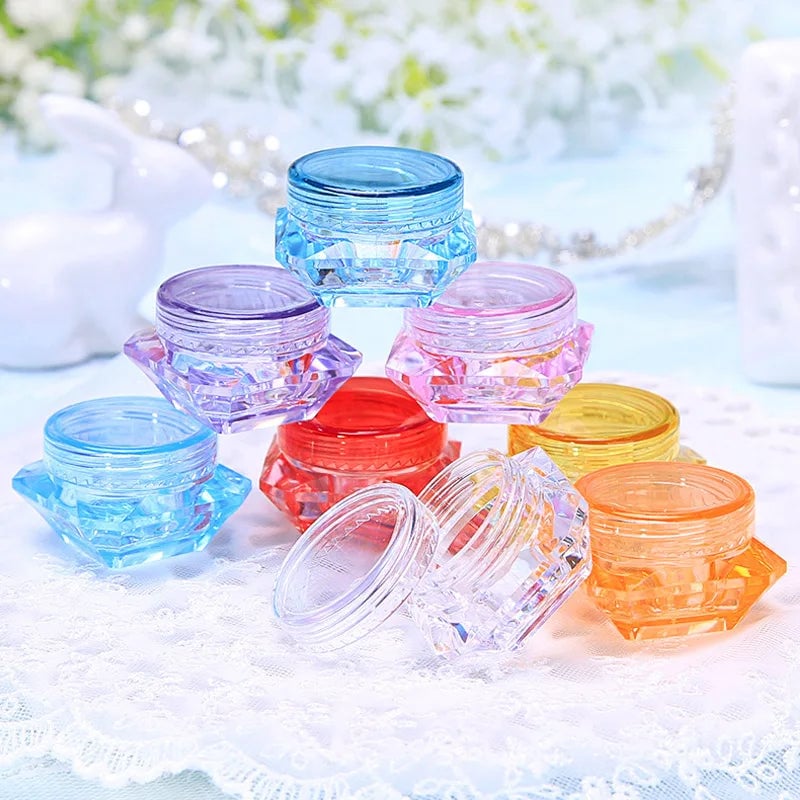 10pcs Diamond Shaped Cosmetic Cream Jars Refillable Travel Containers