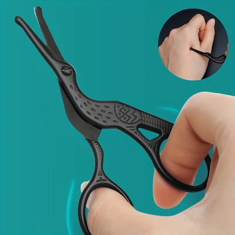 Stainless Steel Round Head Nose Hair Scissors - Stork Type Beauty
