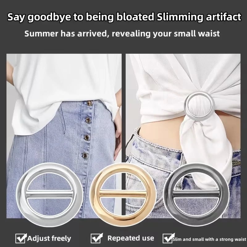 Metal Circle Scarf Ring Clips - 2PC Waist Buckle Fashion Set