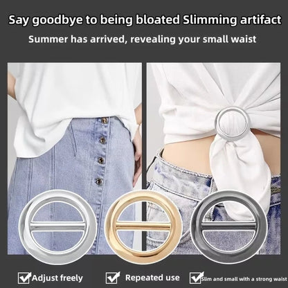 Metal Circle Scarf Ring Clips - 2PC Waist Buckle Fashion Set