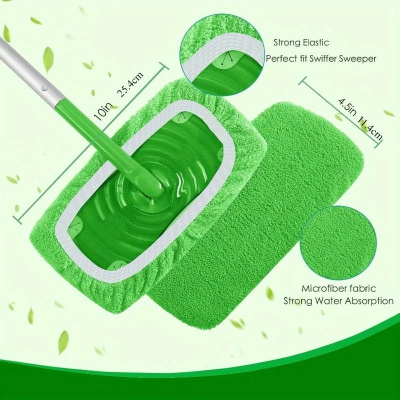 4 Reusable Ultra-Fine Fiber Mop Pads High Water Absorption