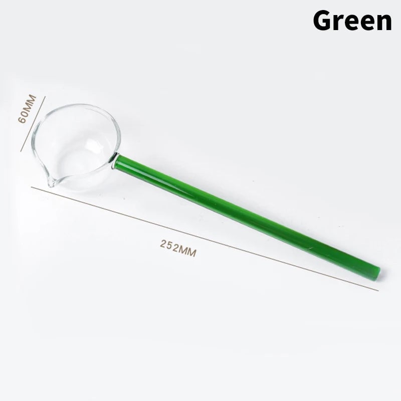 Borosilicate Glass Spoon Long Handle Heat Resistant Spout Dessert